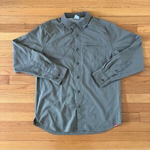 The North Face Green Gorpcore Stripe Collar Button Up Performance Shirt Medium